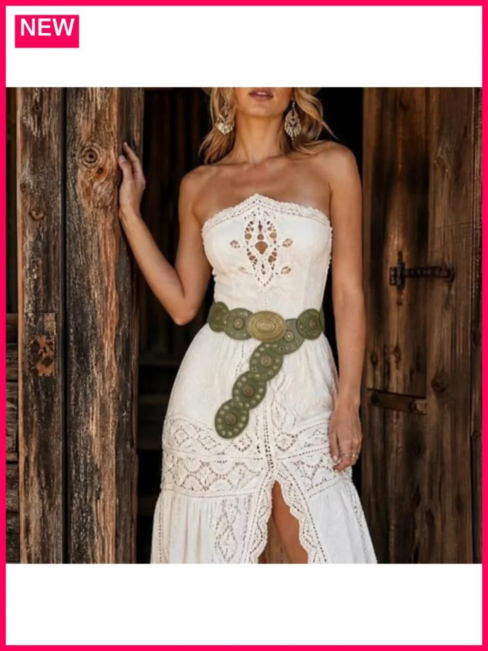 Vintage Disc Concho Western Belt PU Leather Metal Cowgirl Boho Festival
